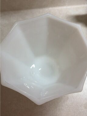 White Octagonal Milk Glass Bowl